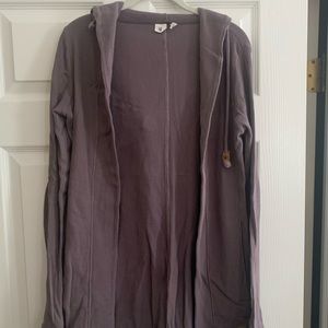 Tentree Gray hooded cardigan waffle jacket